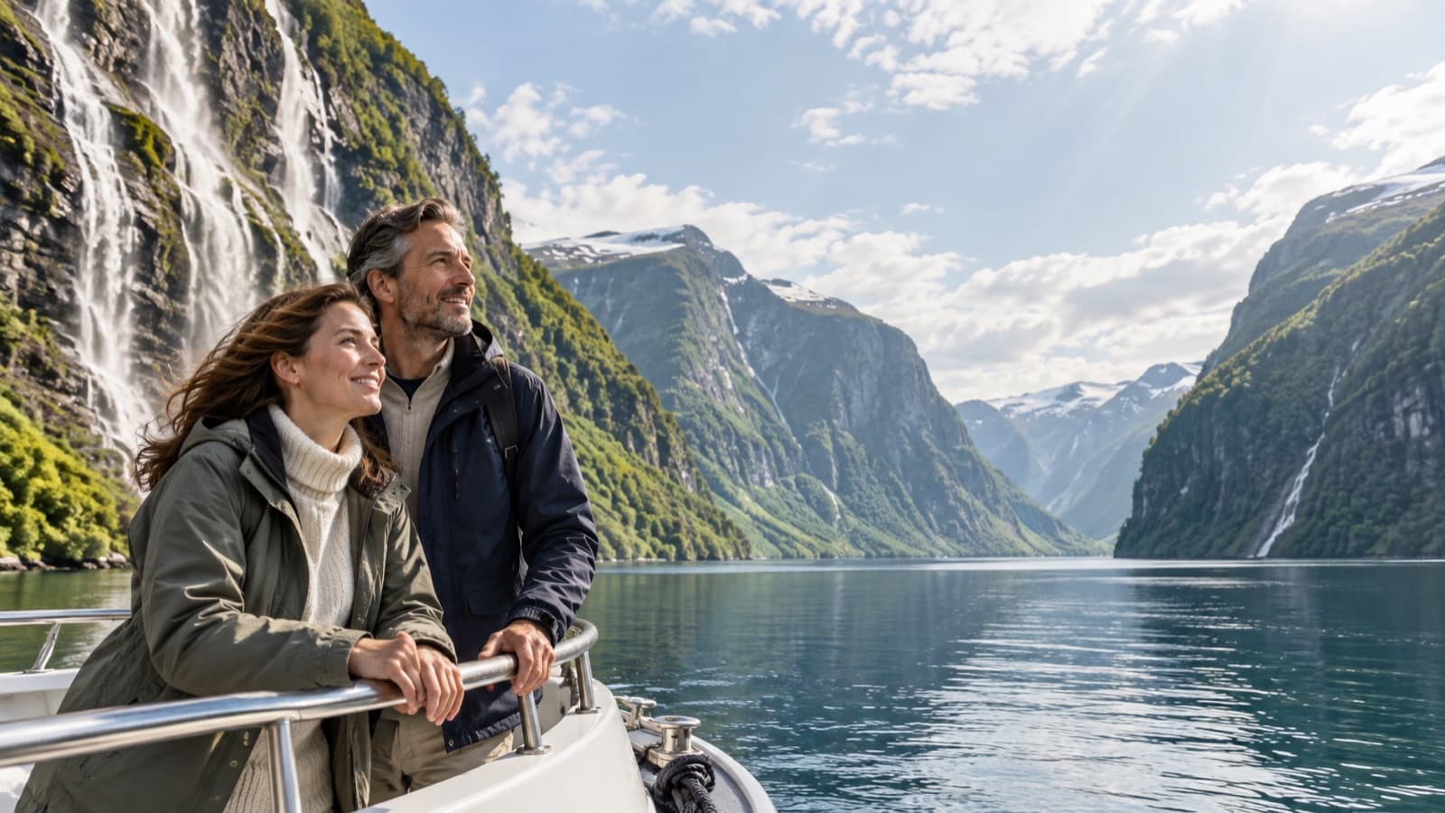 Reisende entdecken einen norwegischen Fjord